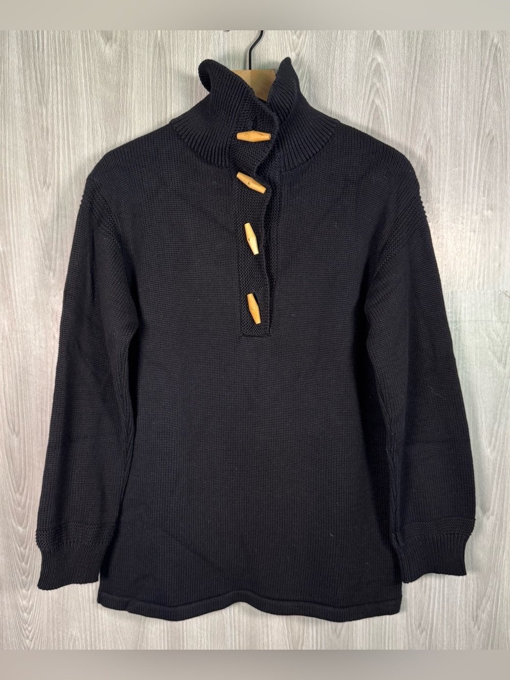 Vintage VON SAKEN Women’s Heavy Cotton Toggle Wooden Button Oversized Sweater S